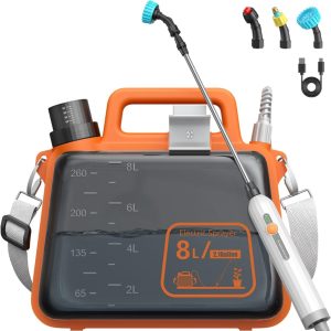 Premium Tarden Battery Powered Garden Sprayer 2 Gallon. Deluxe Electric Pump Sprayer with 3 Mist Nozzles. Rechargeable Handle. Telescopic Wand. Adjustable Strap
